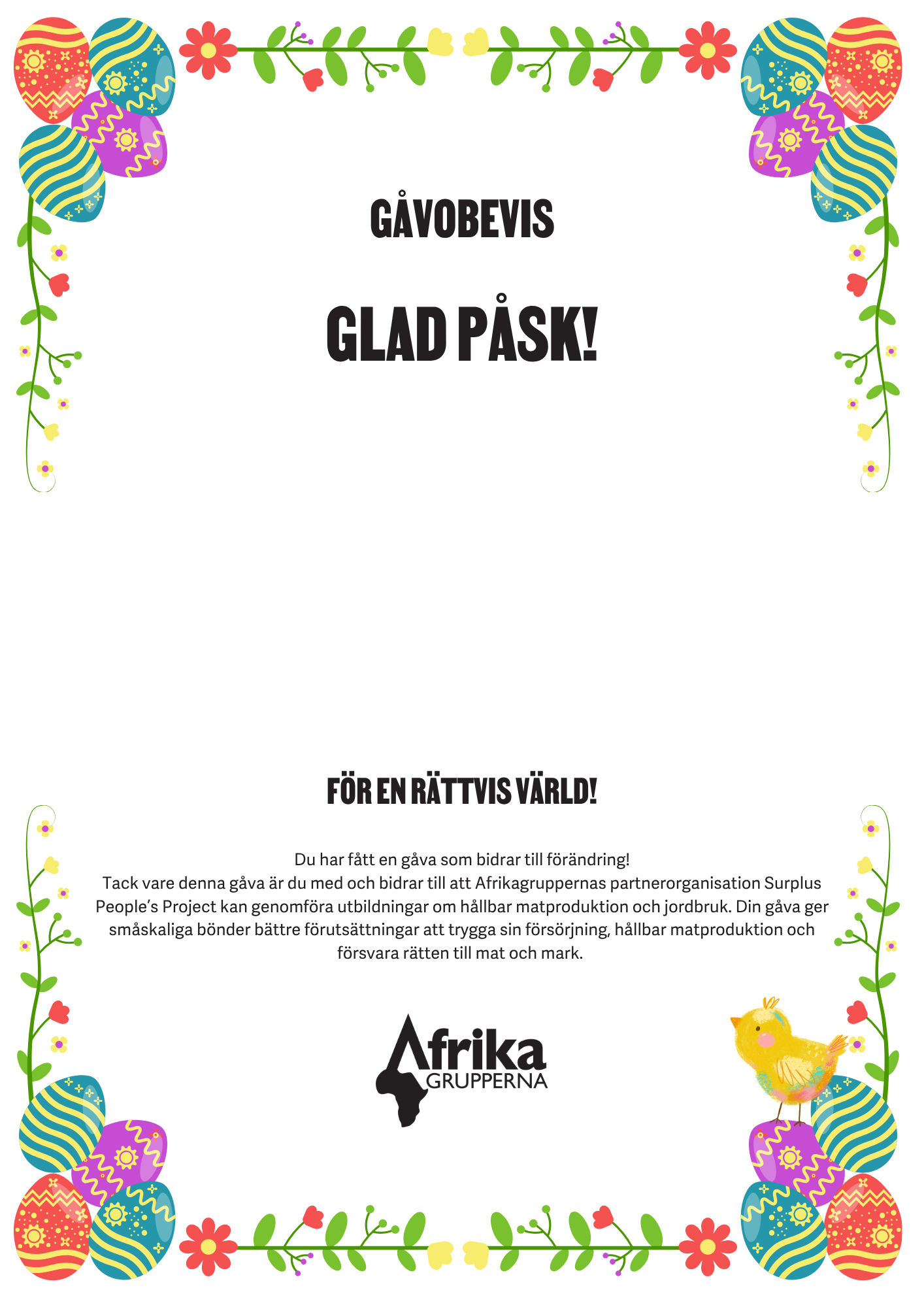 Gåvobevis färgglad ram